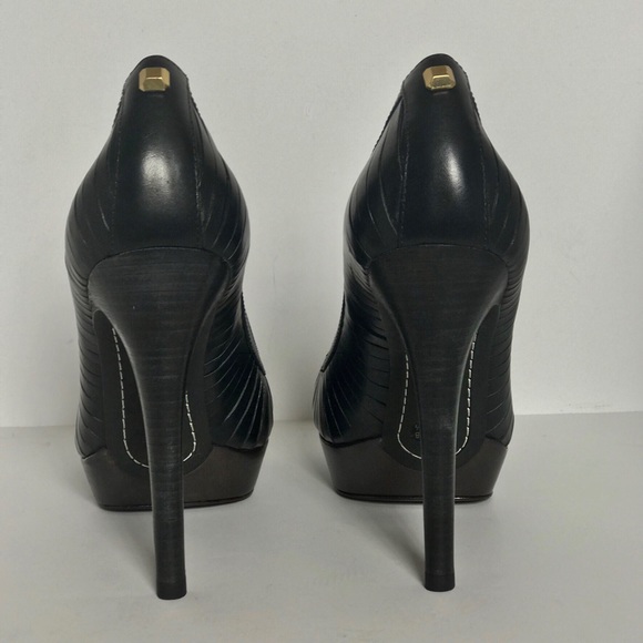 🎉BCBGMaxAzria Black Leather Platform Stiletto Heels - Picture 5 of 8